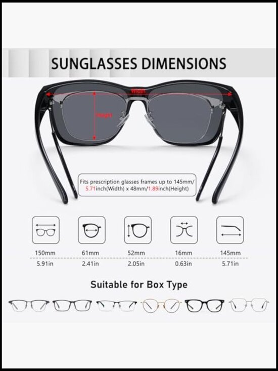 Polarized Fit Over Glasses UV400 Protection Large Shades for Driving Outdoor